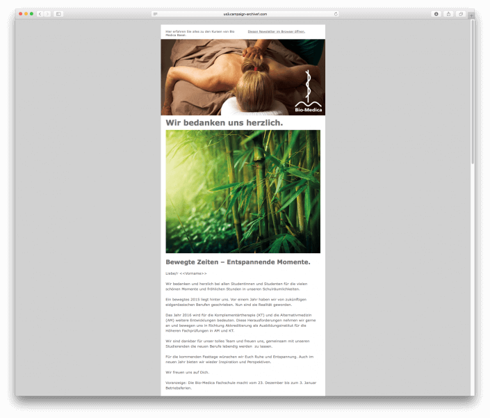 Bio-Medica Fachschule Newsletter