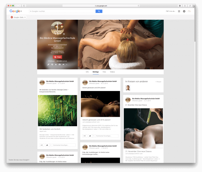 Bio-Medica Fachschule Google+ Seite