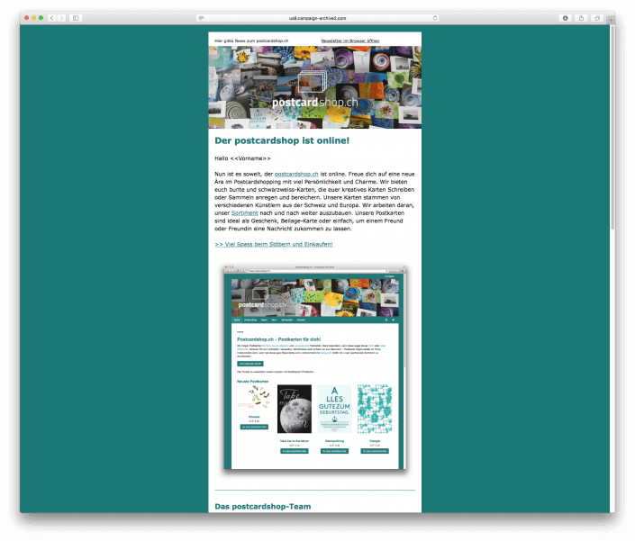 Postcardshop.ch Newsletter